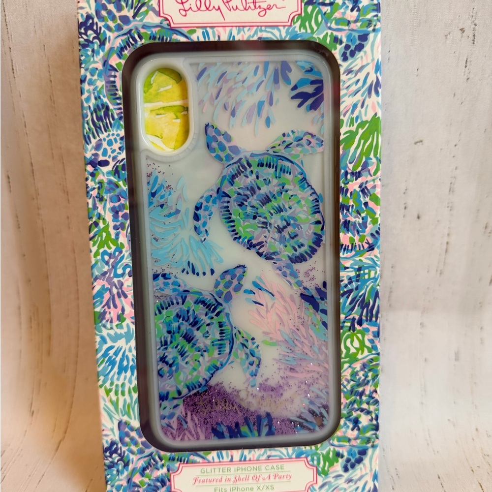 Lilly Pulitzer Glitter iPhone X/ XS phone case in Shell of a Party Turtles NEW!